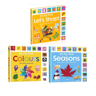 first Words系列 DK幼儿认知百科全书认知书 异形花边创意书 DK花边书启蒙单词书 纸板大开本版 英文原版 3册套装