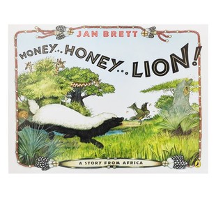 蜂蜜 自营 Honey 狮子 名家Jan 英文原版 儿童启蒙学习绘本图画故事书 预售 Brett 绘本 非洲野生动物图画书 Lion