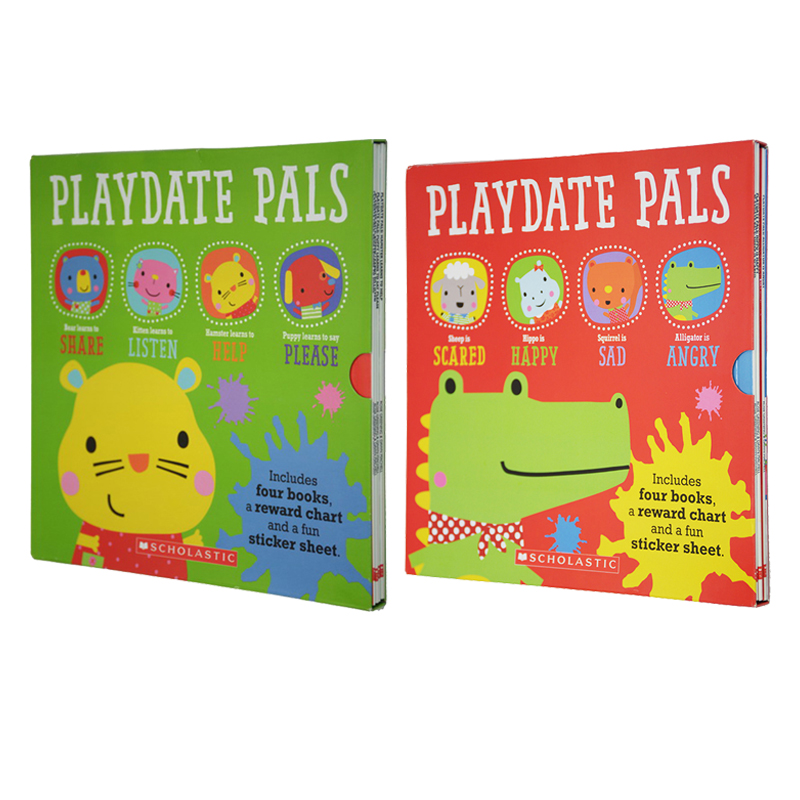 英文原版 Playdate Pals 游戏伙伴 儿童启蒙绘本2册 附贴纸 计划表 Scholastic