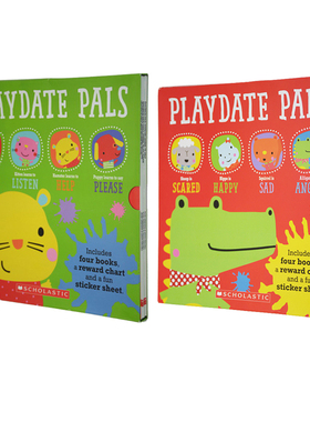 英文原版 Playdate Pals 游戏伙伴 儿童启蒙绘本2册 附贴纸 计划表 Scholastic