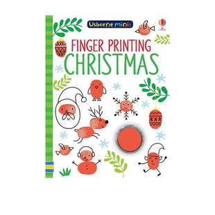 Usborne 幼儿英语益智活动绘画 9岁 Christmas 自营 英文原版 圣诞迷你手指涂鸦附印章 Books Mini Finger 儿童艺术 Printing