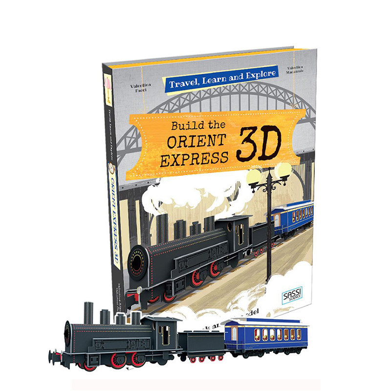英文原版 Travel Learn And Explore Build The Orient Express 3D火车 真实可拼装模型书 STEAM 少儿科普 创意手工操作书 游戏书