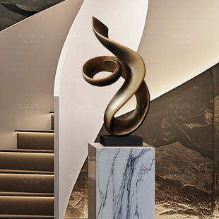 现代简约抽象树脂雕塑酒店大堂落地装 饰别墅客厅玄关工艺品摆件