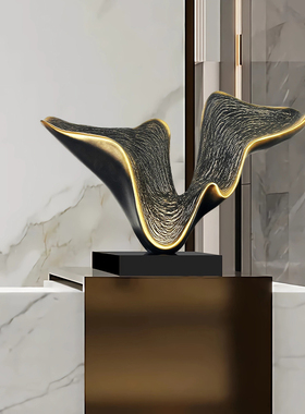 简约树脂大理石波浪摆件雕塑