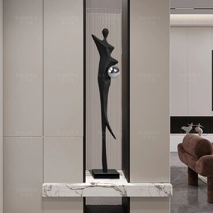 抽象人物细长雕塑摆件客厅入户轻奢高挡客厅玄关酒店落地装 饰品