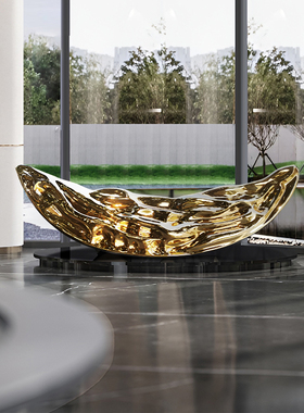 月光舟抽象摆件售楼处大型玻璃钢落地雕塑酒店大堂售楼处软装定制