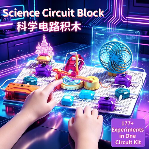 跨境科学电路积木实验套装二阶儿童电路物理实验diy拼装科教玩具