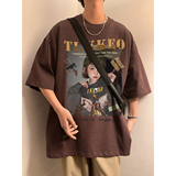 夏季新款潮港风个性大印花圆领短袖T恤半袖上衣男女W1273-P25，男装T恤，电商C310