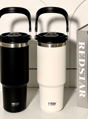 2024新款tyeso泰硕咖啡保温杯保冷冰霸杯大容量杯子双饮吸管水杯