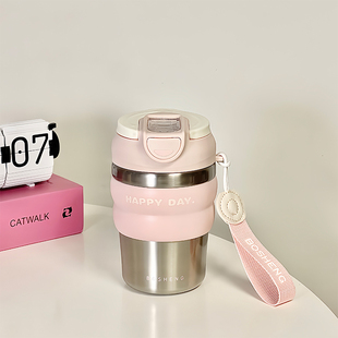 咖啡保温杯外带小巧女生高颜值水杯带吸管不锈钢双饮便携随行杯子
