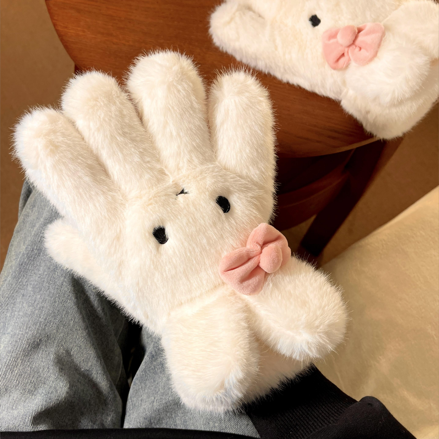 可爱毛绒兔子女生冬季手套五指加厚2025新款防风保暖防冻可挂脖,服饰配件/皮带/帽子/围巾,手套,淘宝优惠券,粉丝福利购,淘宝优惠卷