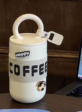 手提直饮宽口大口保温杯女生高颜值斜挎水杯咖啡便携随行外带杯子