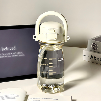 ppus塑料水杯女高颜值背带吸管杯