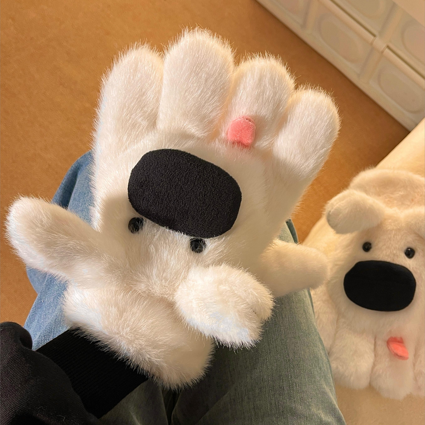 保暖防寒五指加绒加厚手套