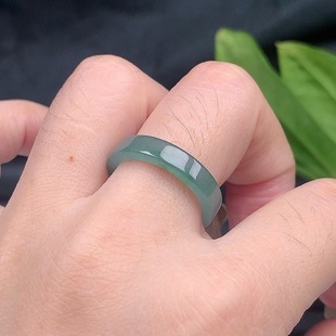 纯天然翡翠A货戒指戒圈指环玉戒指方戒素圈尾戒男女情侣玉石正品