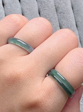 【品质推荐】天然A货翡翠蓝水男女款对戒冰种玉石玉指环戒指批发