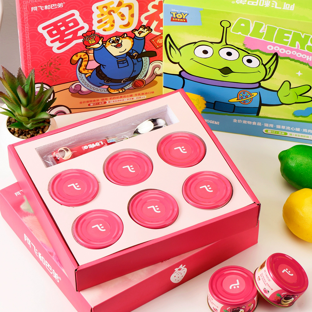 【迪士尼合作款】阿飞和巴弟草莓熊猫主食罐头鸡肉猫用湿粮流心罐