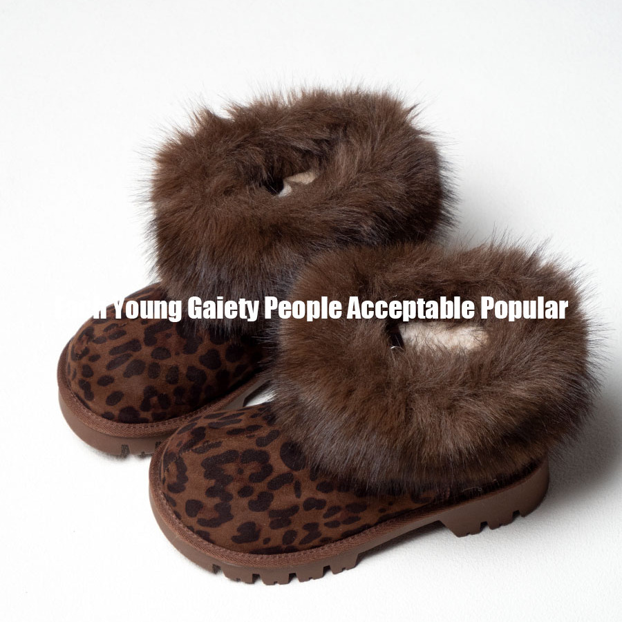 EYGPAP2025冬季新款加厚保暖豹纹雪地靴女款防滑增高休闲百搭短靴