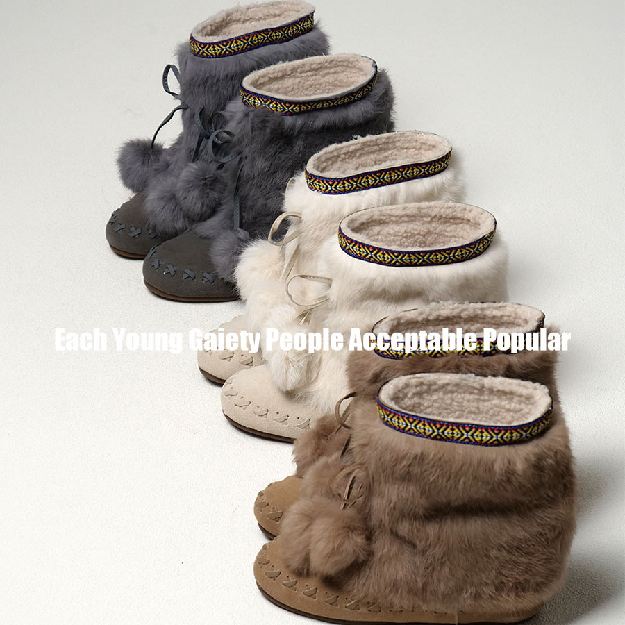 2025新款内增高6cm时尚雪地靴女鞋兔毛原创小众设计休闲百搭