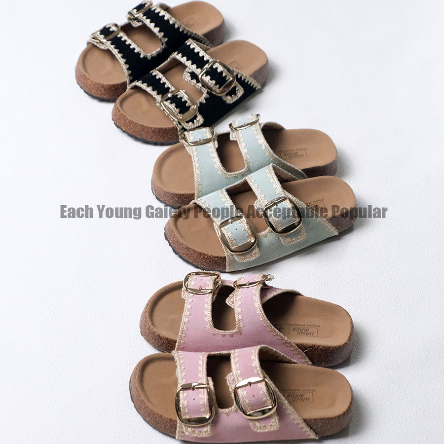 2025厚底4cm勃肯半拖防滑软底轻便针织纹理设计小众休闲百搭鞋