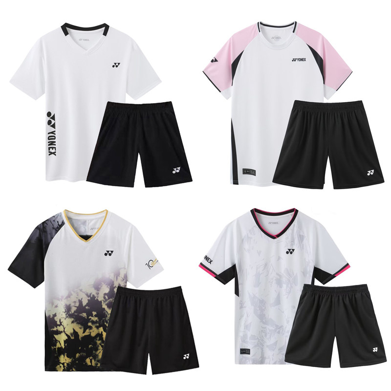 新款速干透气羽毛球服男比赛训练服短袖女休闲运动服团购印字定制