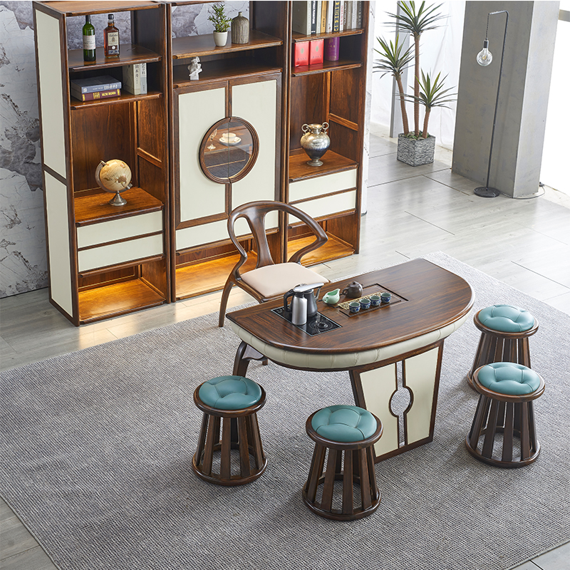 实木茶台百年传承书桌一体