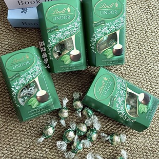 现货意大利瑞士莲Lindt纯可可脂70%黑巧软心薄荷巧克力球200g
