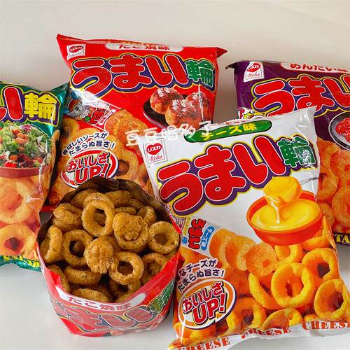 现货日本本土RISKA沙拉章鱼烧明太子芝士圈玉米浓汤粟米球零食75g