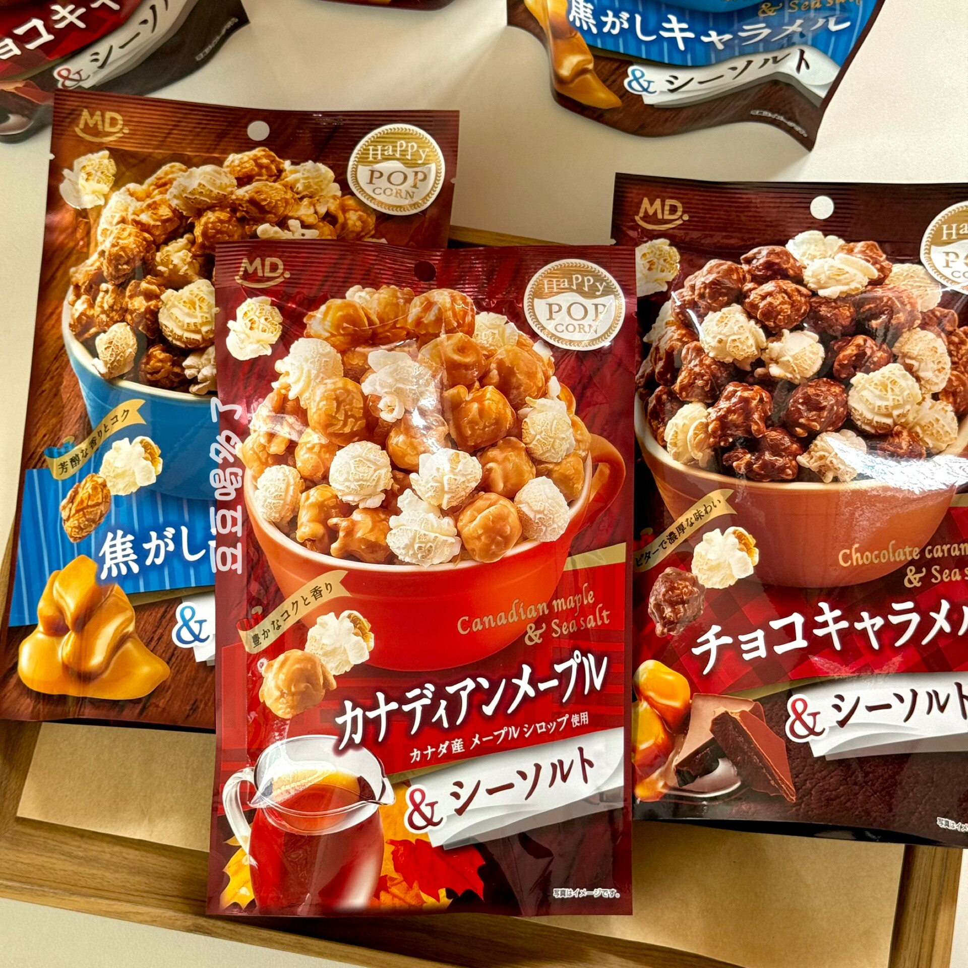 现货 日本MD巧克力焦糖枫糖海盐味爆米花追剧休闲零食50g