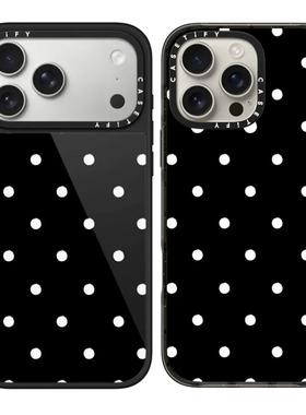 现货CASETiFY正品黑底白色波点适用苹果iPhone16/17 Pro Max防摔手机壳创意14/13时尚15/17air潮牌小众保护套