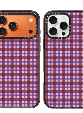 现货CASETiFY正品紫色格子适用苹果iPhone16/17Pro Max防摔手机壳时尚15/14/air经典ins风高级感13冬天保护套