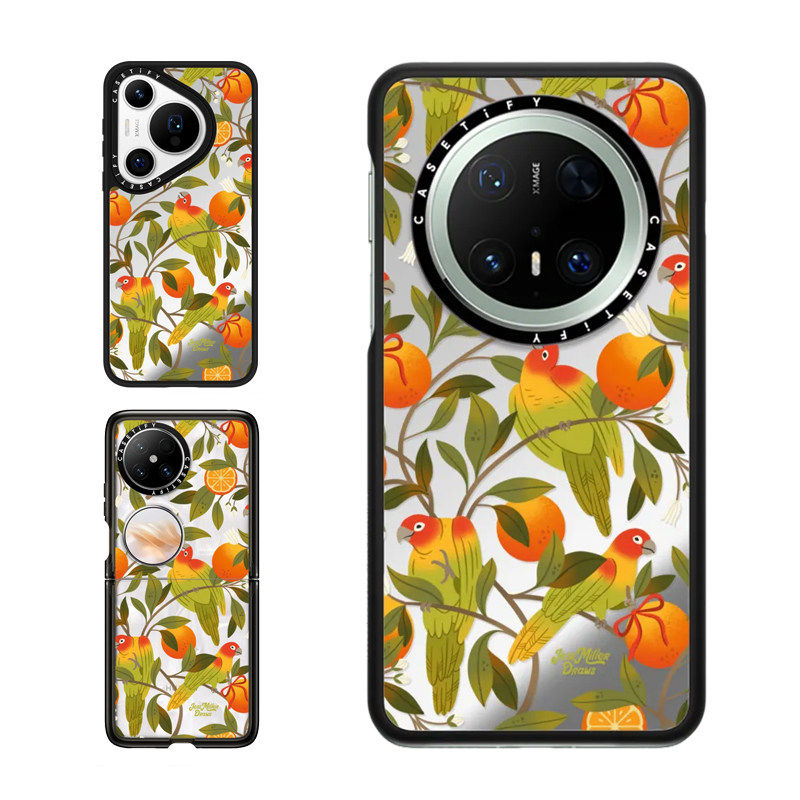 现货CASETiFY正品棕榈街复古鹦鹉果实花卉适用华为Pura80 Pro手机壳Ultra/Pocket 2折叠Mate70Pro+艺术保护套