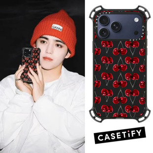 香港casetify黑底樱桃红适用苹果iPhone16/17 Pro Max防摔手机壳高级小众艺术15全包14/13/17air保护套plus