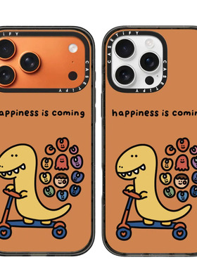 现货CASETiFY正品幸福即将到来适用苹果iPhone16/17Pro Max防摔手机壳时尚15/14/13/air可爱小恐龙橙色保护套