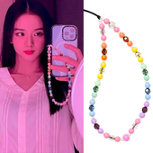 手腕手机链 短款 JISOO金智秀同款 百搭彩色串珠小挂绳ins网红风个性