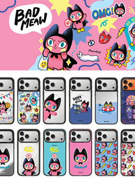 现货CASETiFY正品艺术家联名Badmeaw适用于苹果iPhone17 pro max搞怪萌猫趣味手机壳卡通16/15/14可爱保护套