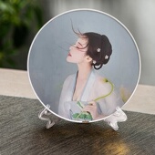 圆形双面国风照片定制古风相片简约实木桌面洗照片做摆台挂墙相框