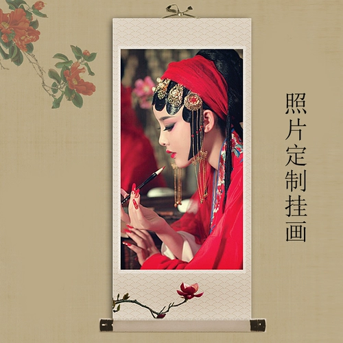 Костюм фото висят ось покраски маслом шелковая шелковая ткань пользовательская фото, каллиграфия и покраска плакат кастрюля детская мастерская висящая настенная живопись Свиток