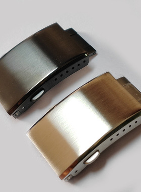 优质不锈钢实心扣加长表扣折叠扣双按扣手表配件18mm20mm22mm黑银