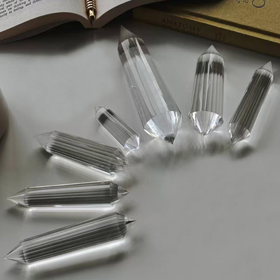天然白水晶双尖沃格尔水晶柱双尖12面24面瑜伽净化能量水晶柱摆件