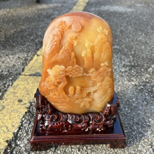 云南龙陵黄龙玉精品籽料山水收藏摆件物美价廉质粒温润喜欢赶快