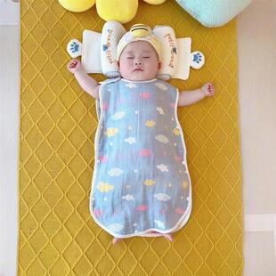 小月龄宝宝纱布睡袋夏季薄款空调房婴儿纯棉无袖背心新生儿防踢被