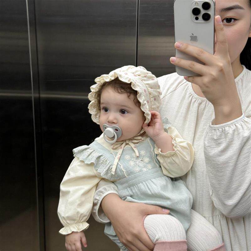 宝宝帽子春款蕾丝花边宫廷帽新生婴儿洋气荷叶边外出遮阳帽渔夫帽