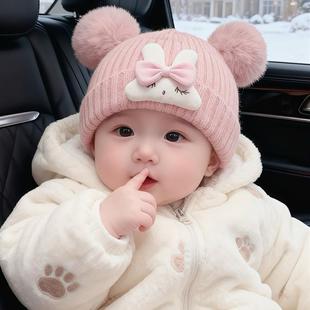 套头帽秋冬季0到3个月小月龄宝宝婴儿帽子冬季新生儿外出遮卤门帽