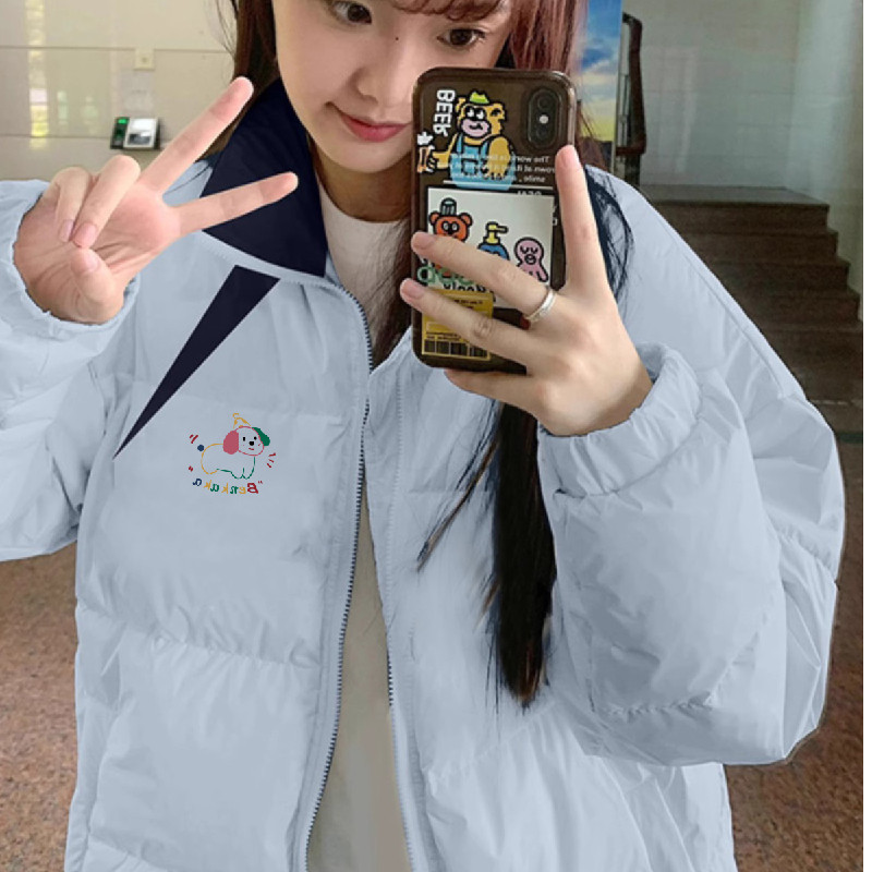 卡通小狗立领棉服女新款冬季