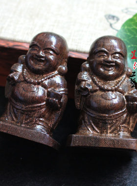越南沉香木 布袋和尚手把件摆件木质工艺品 皮黑把件直销