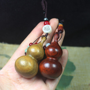 厂家批发 犀角紫檀绿檀光面葫芦手机挂件 钥匙扣包包挂件手机链