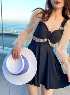 200g泳衣女2025新款高级感保守连体长袖防晒大码胖mm温泉遮肉显瘦