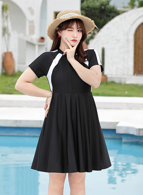 加肥大码300斤泳衣女胖mm长款显瘦遮肉运动连体裙式温泉2025新款