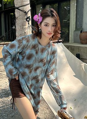 长袖防晒衫宽松三件套分体性感比基尼大码胖mm显瘦遮肉高级bikini